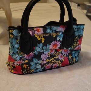 Christian Siriano Floral Satchel - Black, Red, Blue, Yellow